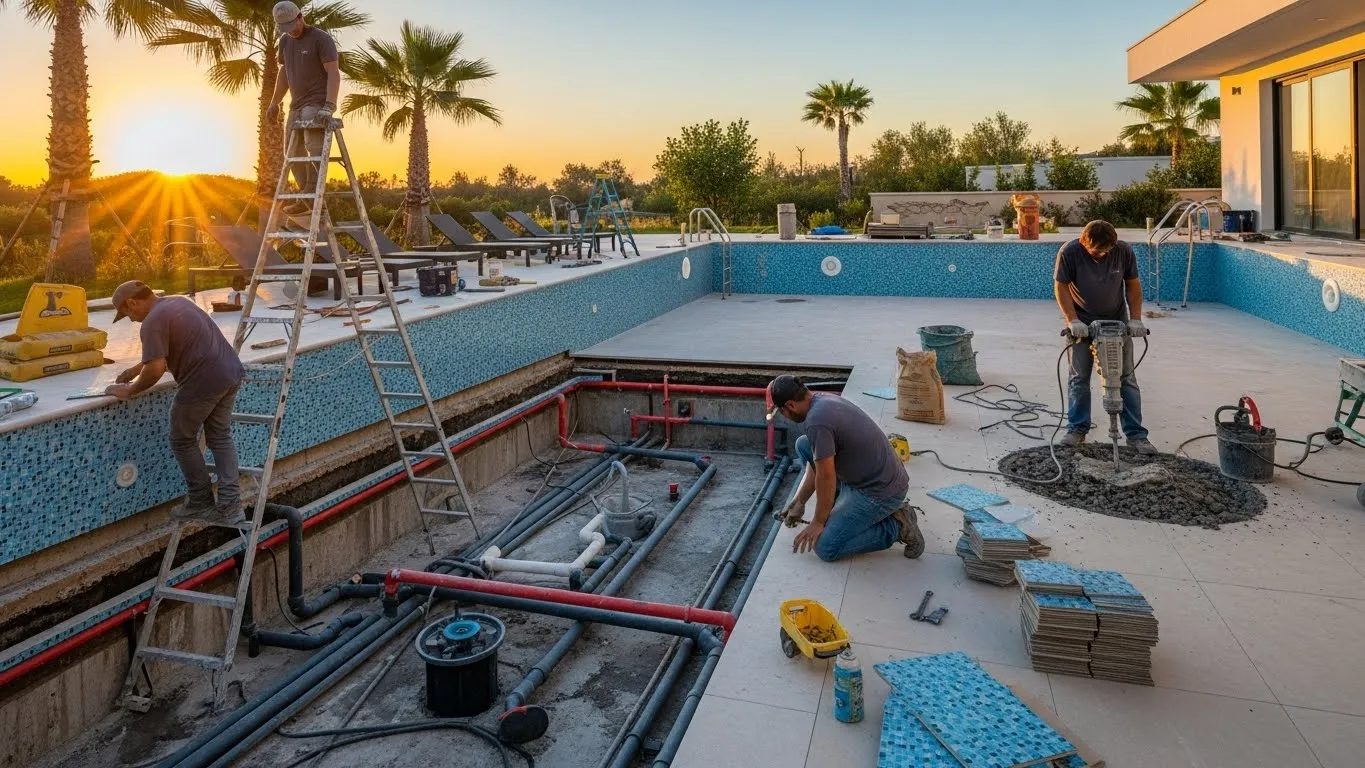 Desforma do concreto na etapa de estrutura da construção