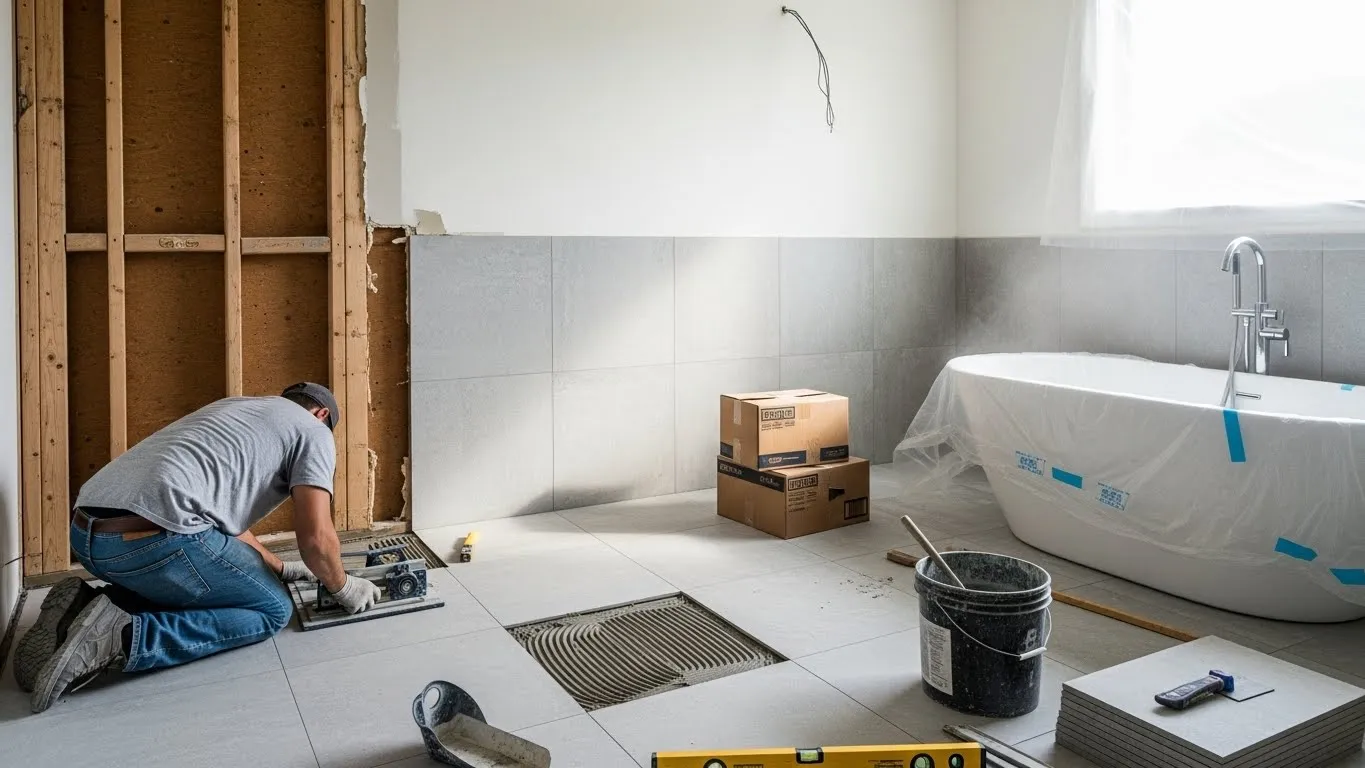 Profissionais instalando novos disjuntores em reforma